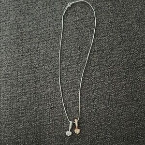 Elegant Two-Tone Heart Pendant Necklace- brand new